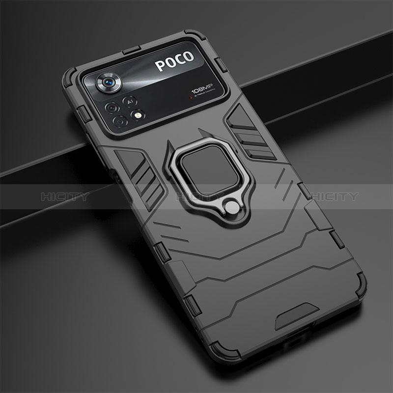 Coque Contour Silicone et Plastique Housse Etui Mat avec Magnetique Support Bague Anneau KC1 pour Xiaomi Redmi Note 11E Pro 5G Plus