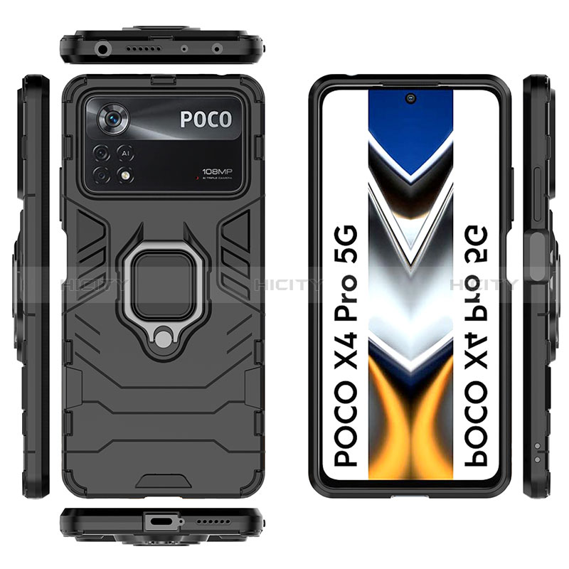 Coque Contour Silicone et Plastique Housse Etui Mat avec Magnetique Support Bague Anneau KC1 pour Xiaomi Redmi Note 11E Pro 5G Plus