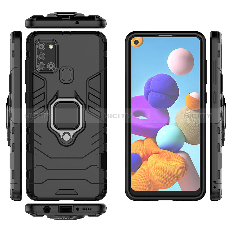 Coque Contour Silicone et Plastique Housse Etui Mat avec Magnetique Support Bague Anneau KC2 pour Samsung Galaxy A21s Plus