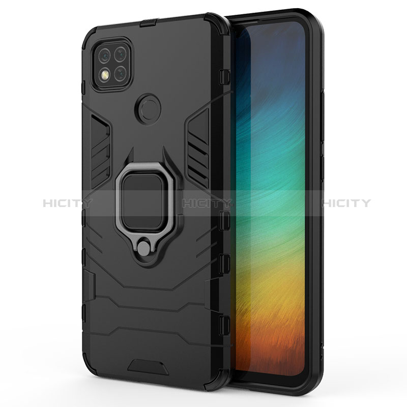 Coque Contour Silicone et Plastique Housse Etui Mat avec Magnetique Support Bague Anneau KC2 pour Xiaomi POCO C31 Noir Plus