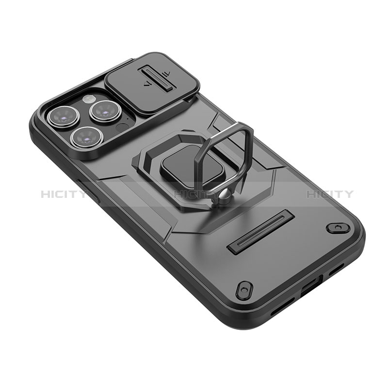 Coque Contour Silicone et Plastique Housse Etui Mat avec Magnetique Support Bague Anneau KC4 pour Apple iPhone 13 Pro Max Plus