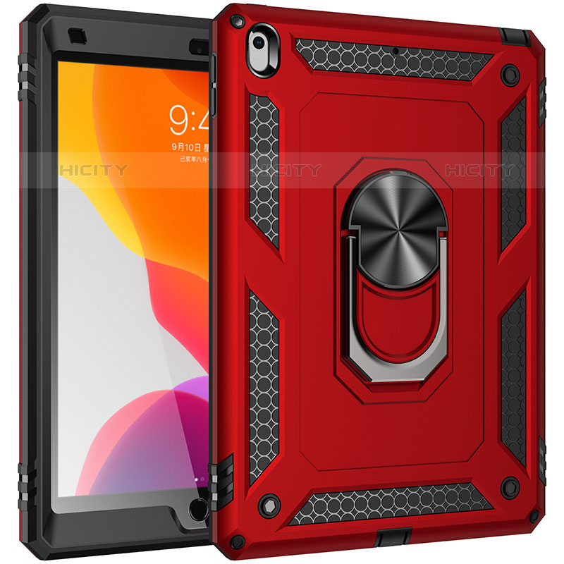 Coque Contour Silicone et Plastique Housse Etui Mat avec Magnetique Support Bague Anneau MQ1 pour Apple iPad 10.2 (2020) Rouge Plus