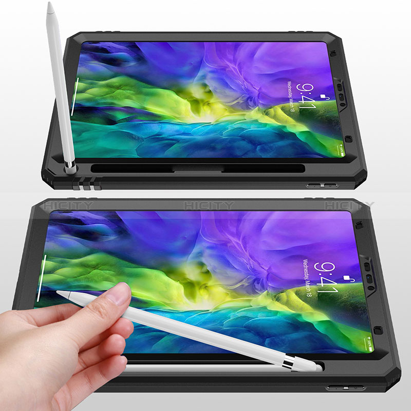 Coque Contour Silicone et Plastique Housse Etui Mat avec Magnetique Support Bague Anneau MQ1 pour Apple iPad Pro 11 (2020) Plus
