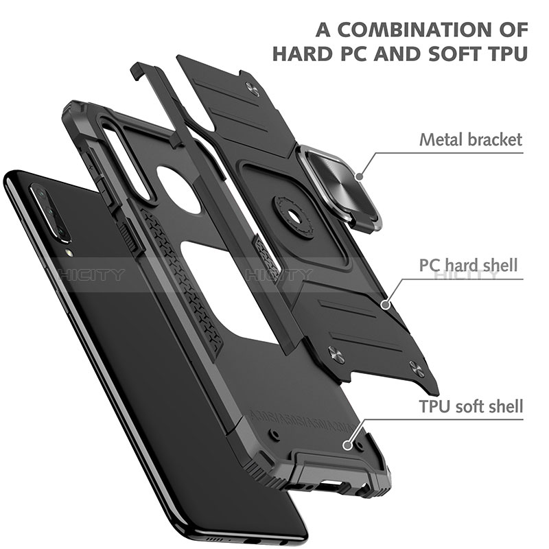Coque Contour Silicone et Plastique Housse Etui Mat avec Magnetique Support Bague Anneau MQ1 pour Samsung Galaxy A50S Plus