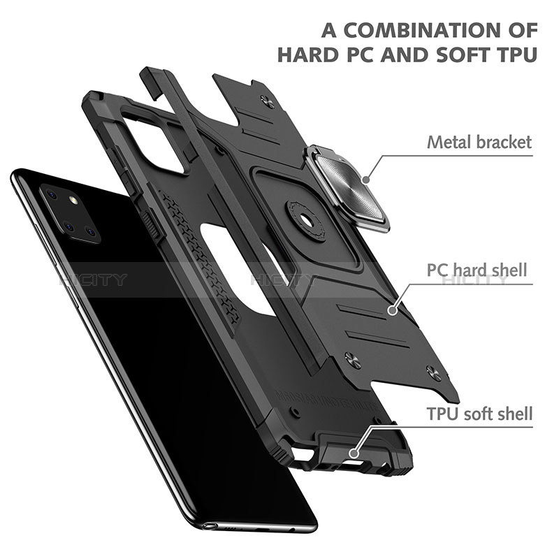 Coque Contour Silicone et Plastique Housse Etui Mat avec Magnetique Support Bague Anneau MQ1 pour Samsung Galaxy A81 Plus
