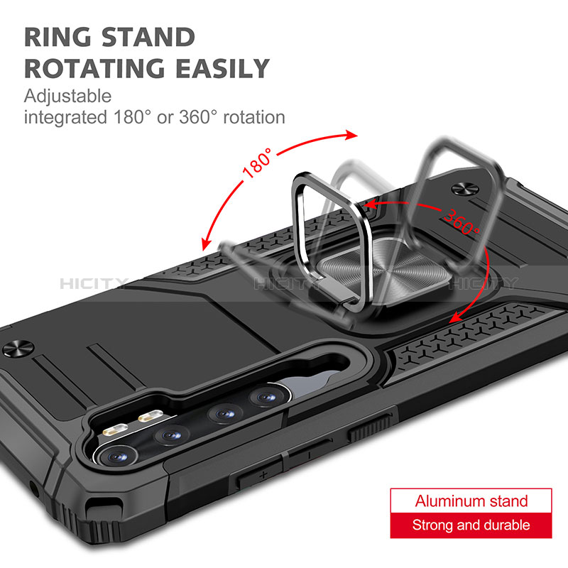 Coque Contour Silicone et Plastique Housse Etui Mat avec Magnetique Support Bague Anneau MQ1 pour Xiaomi Mi Note 10 Lite Plus