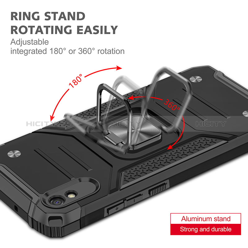 Coque Contour Silicone et Plastique Housse Etui Mat avec Magnetique Support Bague Anneau MQ1 pour Xiaomi Redmi 9A Plus