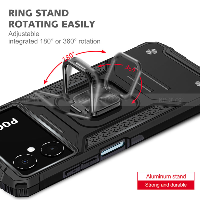 Coque Contour Silicone et Plastique Housse Etui Mat avec Magnetique Support Bague Anneau MQ1 pour Xiaomi Redmi Note 11R 5G Plus