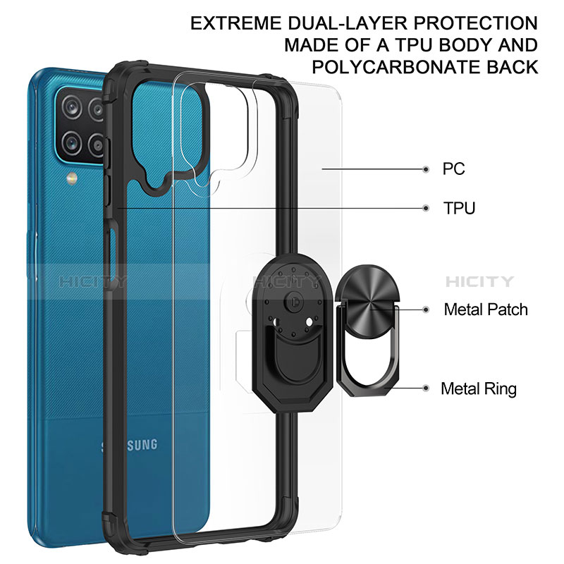 Coque Contour Silicone et Plastique Housse Etui Mat avec Magnetique Support Bague Anneau MQ2 pour Samsung Galaxy M12 Plus