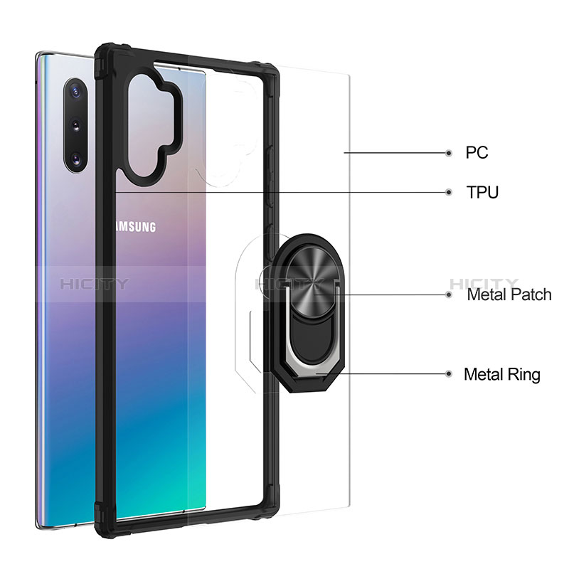 Coque Contour Silicone et Plastique Housse Etui Mat avec Magnetique Support Bague Anneau MQ2 pour Samsung Galaxy Note 10 Plus 5G Plus