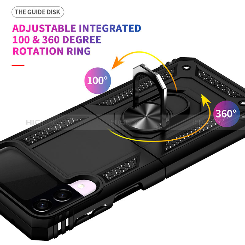Coque Contour Silicone et Plastique Housse Etui Mat avec Magnetique Support Bague Anneau MQ3 pour Samsung Galaxy Z Flip3 5G Plus