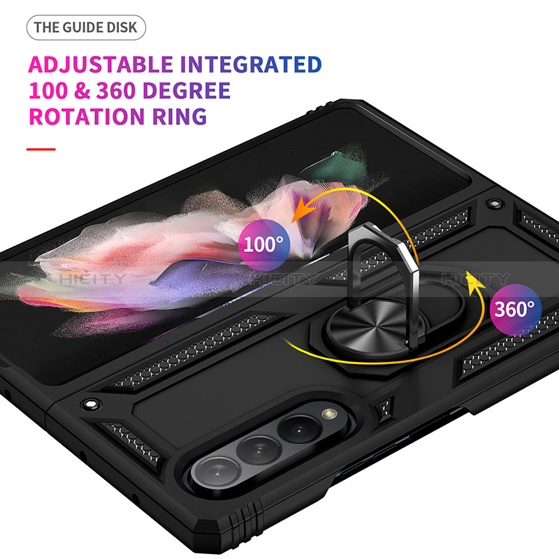 Coque Contour Silicone et Plastique Housse Etui Mat avec Magnetique Support Bague Anneau MQ3 pour Samsung Galaxy Z Fold3 5G Plus