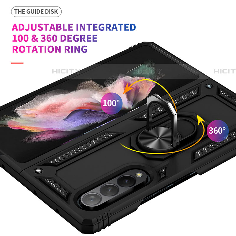 Coque Contour Silicone et Plastique Housse Etui Mat avec Magnetique Support Bague Anneau MQ3 pour Samsung Galaxy Z Fold4 5G Plus