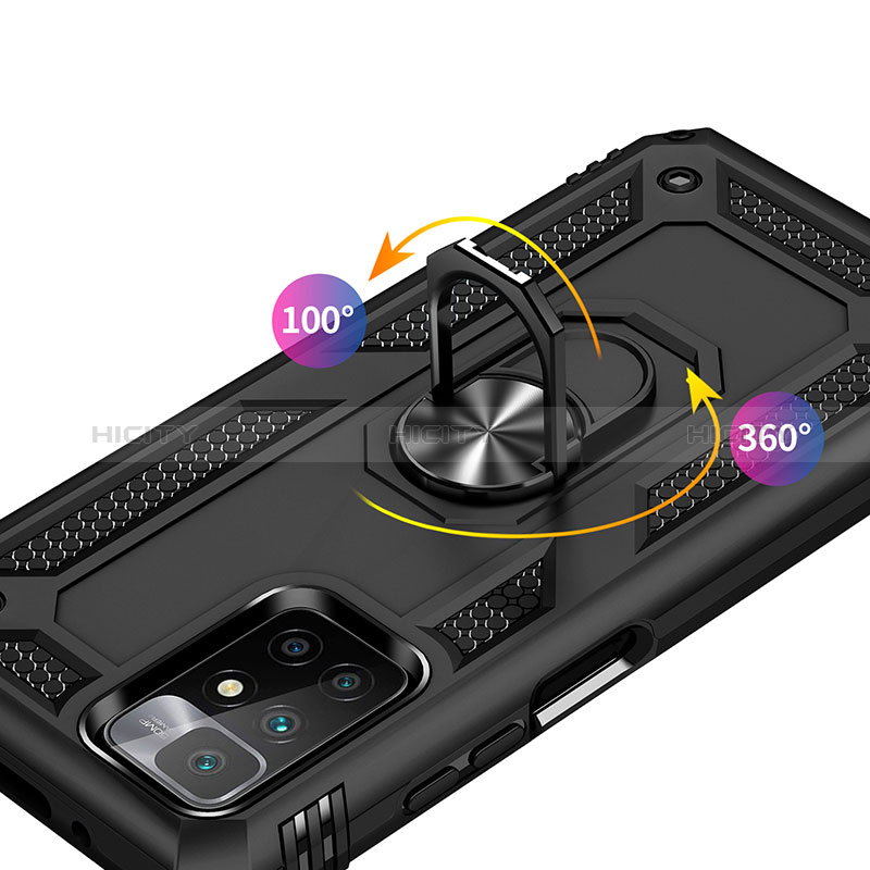 Coque Contour Silicone et Plastique Housse Etui Mat avec Magnetique Support Bague Anneau MQ3 pour Xiaomi Redmi 10 (2022) Plus