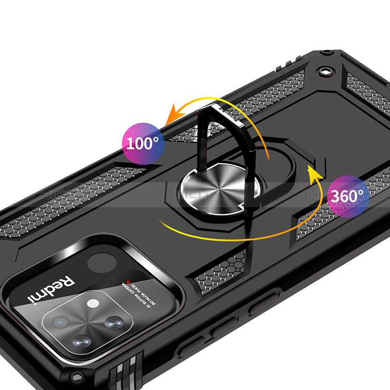 Coque Contour Silicone et Plastique Housse Etui Mat avec Magnetique Support Bague Anneau MQ3 pour Xiaomi Redmi 10 Power Plus