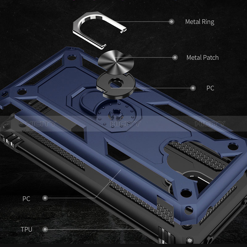 Coque Contour Silicone et Plastique Housse Etui Mat avec Magnetique Support Bague Anneau MQ3 pour Xiaomi Redmi Note 9 Pro Plus