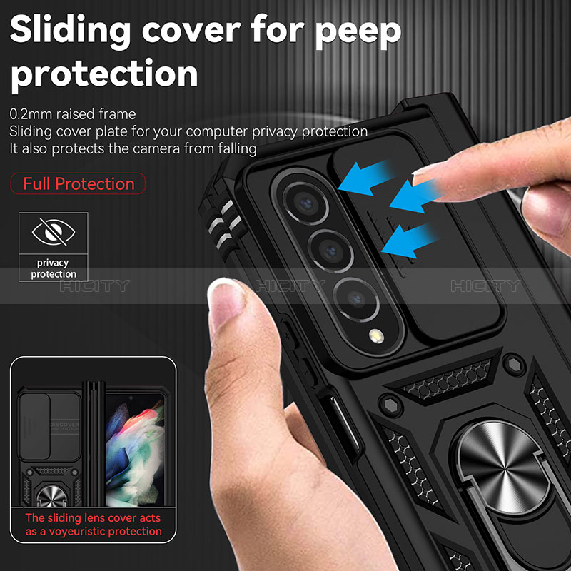 Coque Contour Silicone et Plastique Housse Etui Mat avec Magnetique Support Bague Anneau MQ6 pour Samsung Galaxy Z Fold4 5G Plus