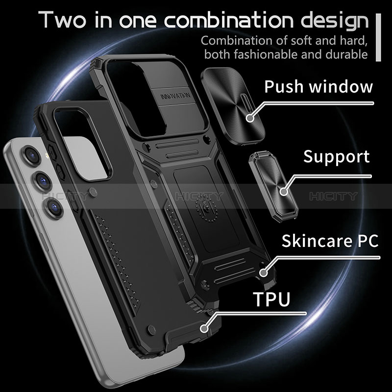 Coque Contour Silicone et Plastique Housse Etui Mat avec Magnetique Support Bague Anneau MQ7 pour Samsung Galaxy S22 5G Plus