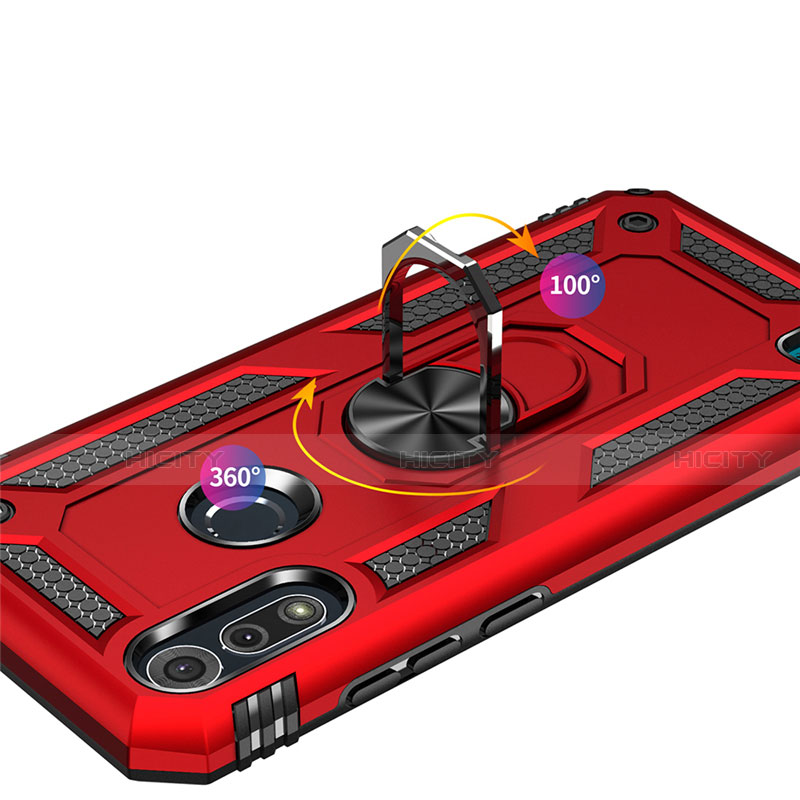 Coque Contour Silicone et Plastique Housse Etui Mat avec Magnetique Support Bague Anneau pour Motorola Moto E6s (2020) Plus