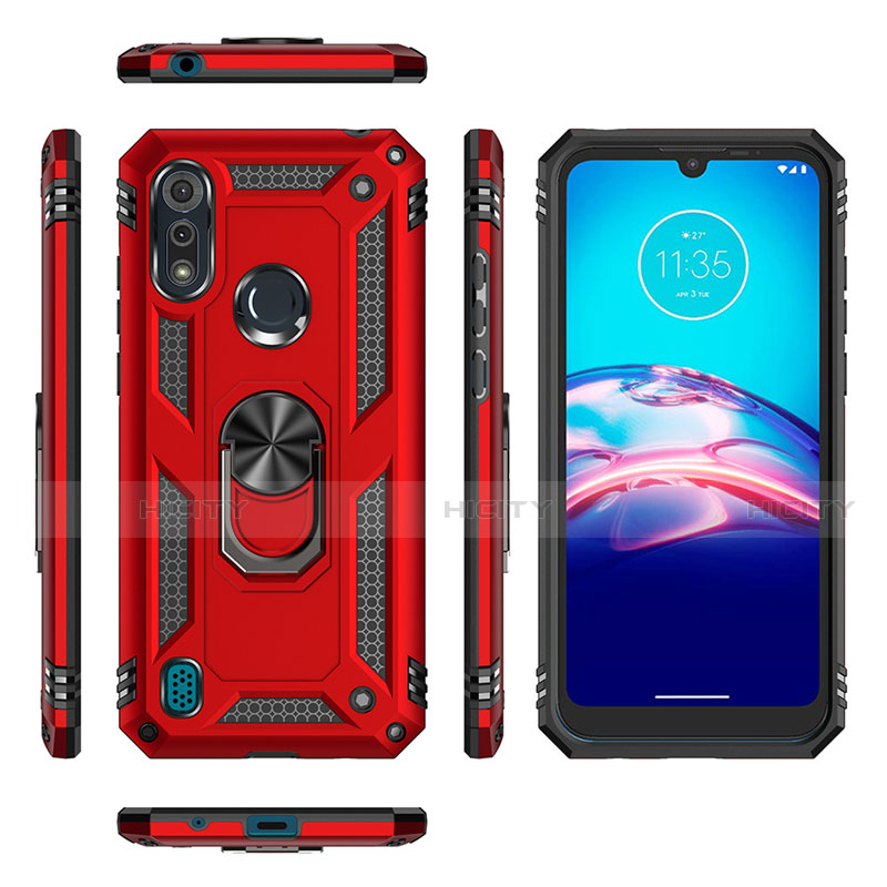 Coque Contour Silicone et Plastique Housse Etui Mat avec Magnetique Support Bague Anneau pour Motorola Moto E6s (2020) Plus