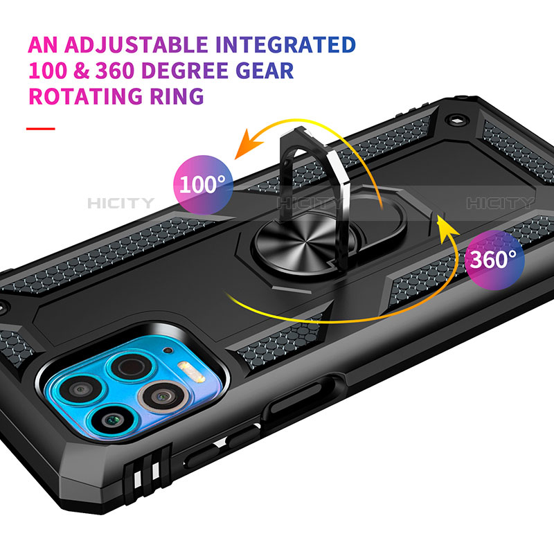 Coque Contour Silicone et Plastique Housse Etui Mat avec Magnetique Support Bague Anneau pour Motorola Moto Edge S 5G Plus