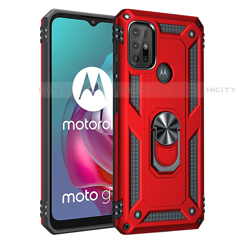Coque Contour Silicone et Plastique Housse Etui Mat avec Magnetique Support Bague Anneau pour Motorola Moto G10 Power Plus