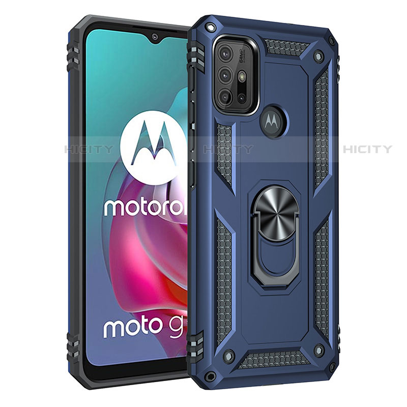Coque Contour Silicone et Plastique Housse Etui Mat avec Magnetique Support Bague Anneau pour Motorola Moto G20 Plus