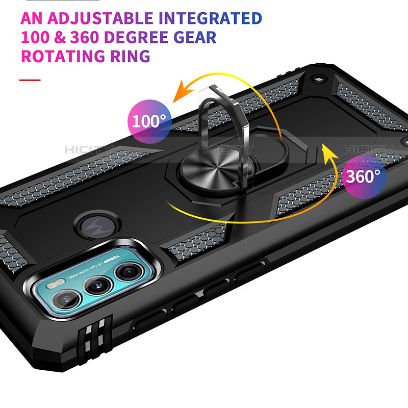 Coque Contour Silicone et Plastique Housse Etui Mat avec Magnetique Support Bague Anneau pour Motorola Moto G40 Fusion Plus