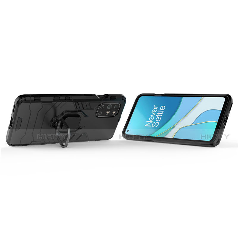 Coque Contour Silicone et Plastique Housse Etui Mat avec Magnetique Support Bague Anneau pour OnePlus 8T 5G Plus
