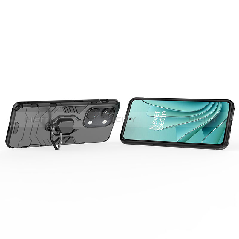 Coque Contour Silicone et Plastique Housse Etui Mat avec Magnetique Support Bague Anneau pour OnePlus Ace 2V 5G Plus