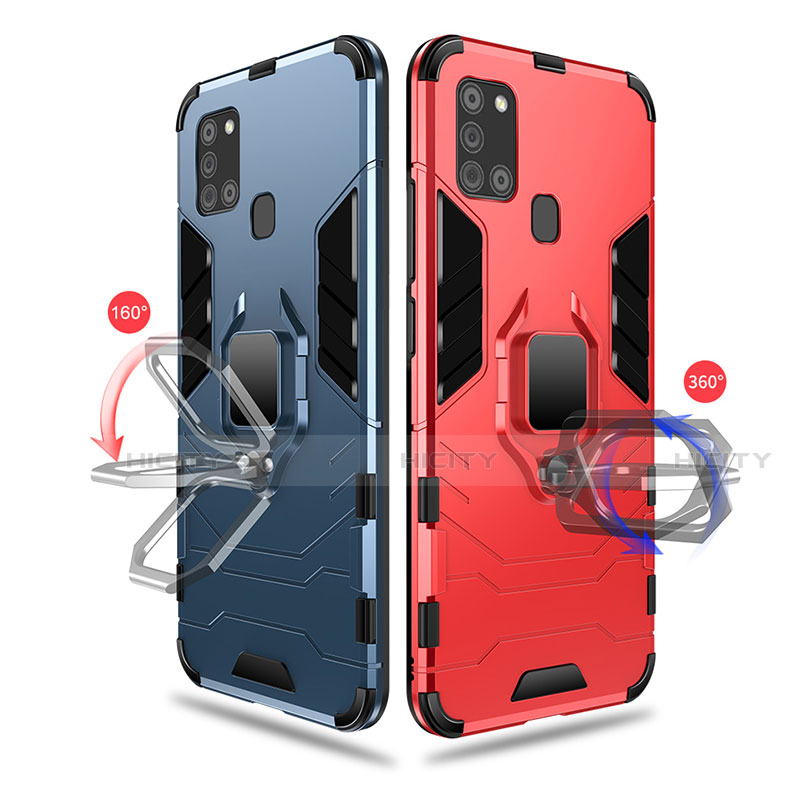 Coque Contour Silicone et Plastique Housse Etui Mat avec Magnetique Support Bague Anneau pour Samsung Galaxy A21s Plus