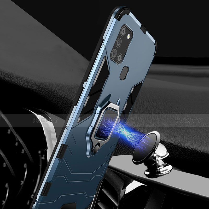 Coque Contour Silicone et Plastique Housse Etui Mat avec Magnetique Support Bague Anneau pour Samsung Galaxy A21s Plus