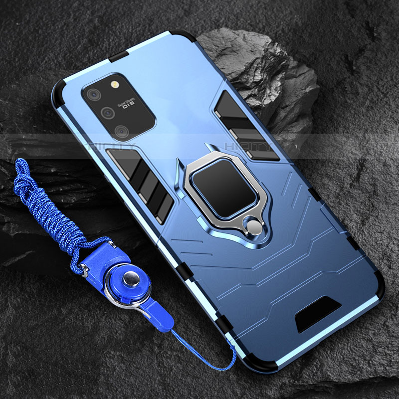 Coque Contour Silicone et Plastique Housse Etui Mat avec Magnetique Support Bague Anneau pour Samsung Galaxy S10 Lite Bleu Plus