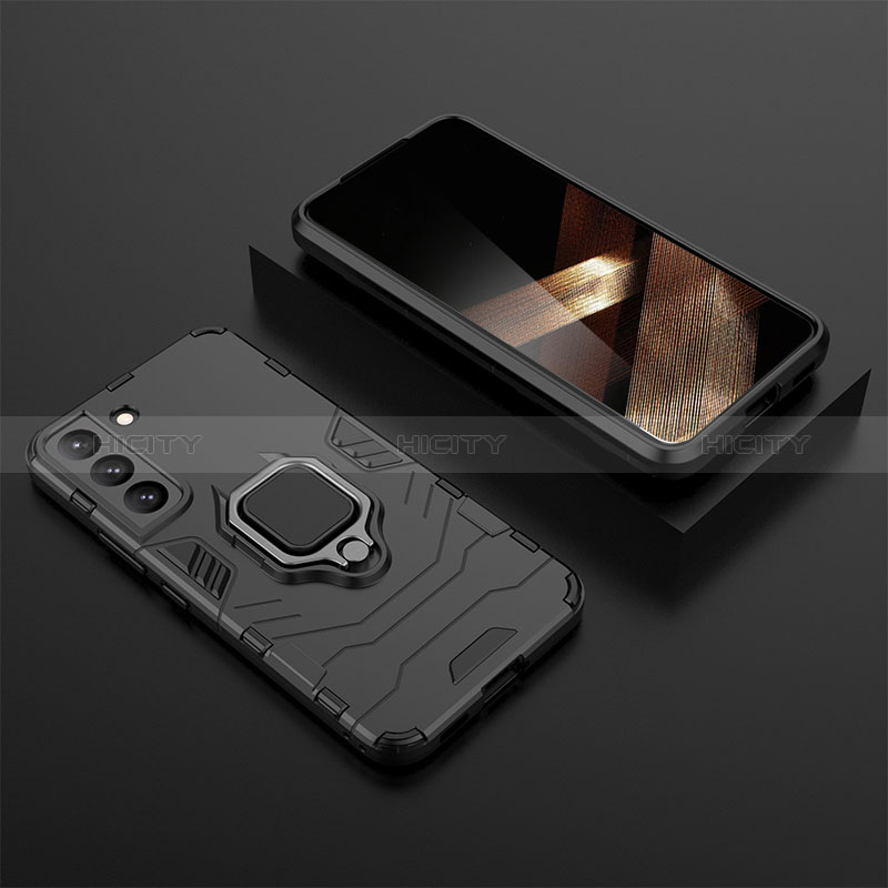 Coque Contour Silicone et Plastique Housse Etui Mat avec Magnetique Support Bague Anneau pour Samsung Galaxy S24 Plus 5G Noir Plus