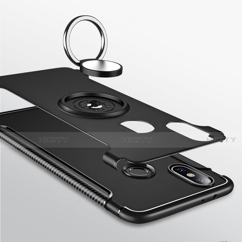 Coque Contour Silicone et Plastique Housse Etui Mat avec Magnetique Support Bague Anneau pour Xiaomi Mi Max 3 Plus