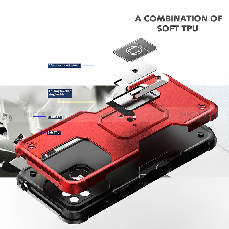 Coque Contour Silicone et Plastique Housse Etui Mat avec Magnetique Support Bague Anneau QW1 pour Xiaomi Redmi 10 Power Plus