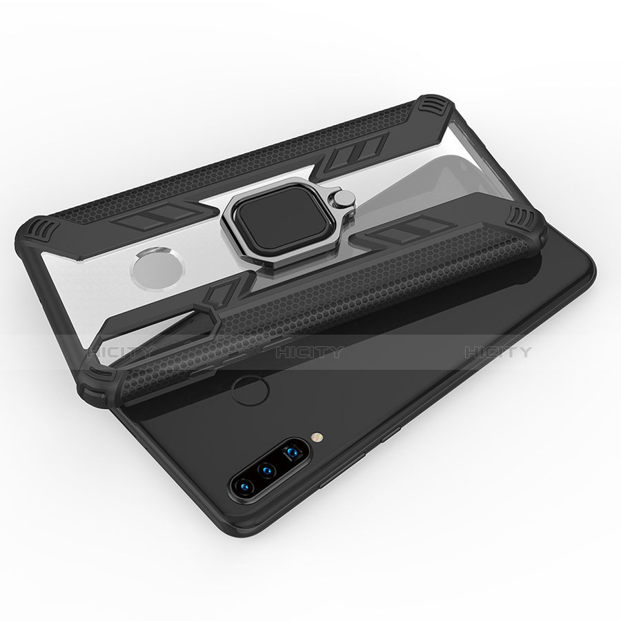 Coque Contour Silicone et Plastique Housse Etui Mat avec Magnetique Support Bague Anneau R01 pour Huawei P30 Lite New Edition Plus