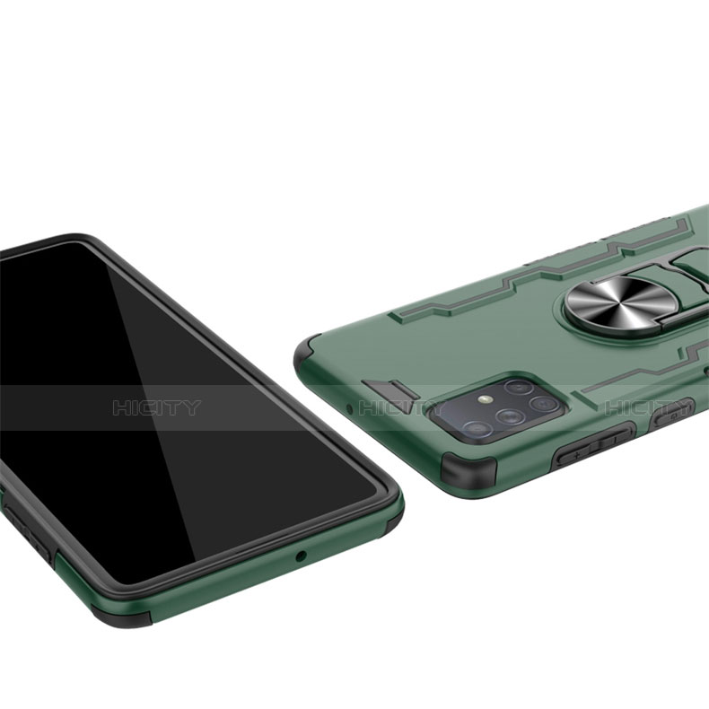 Coque Contour Silicone et Plastique Housse Etui Mat avec Magnetique Support Bague Anneau R01 pour Samsung Galaxy A51 5G Plus