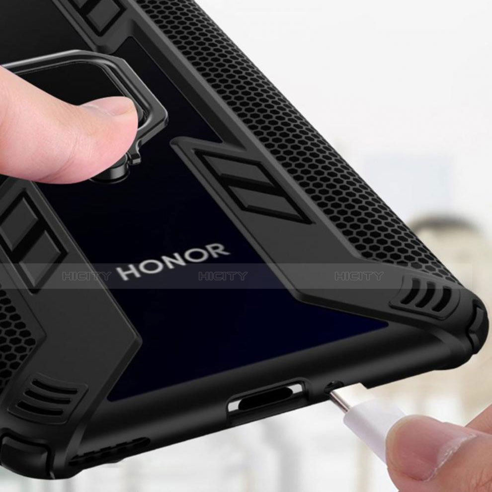 Coque Contour Silicone et Plastique Housse Etui Mat avec Magnetique Support Bague Anneau R02 pour Huawei Honor V30 5G Plus