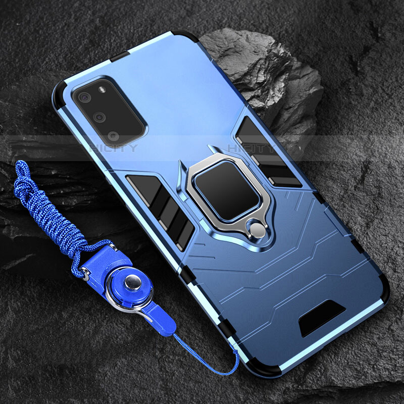 Coque Contour Silicone et Plastique Housse Etui Mat avec Magnetique Support Bague Anneau R02 pour Samsung Galaxy S20 5G Bleu Plus
