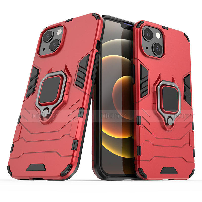 Coque Contour Silicone et Plastique Housse Etui Mat avec Magnetique Support Bague Anneau S01 pour Apple iPhone 14 Plus