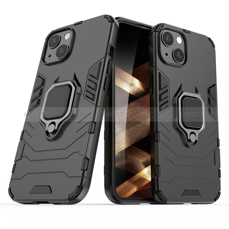 Coque Contour Silicone et Plastique Housse Etui Mat avec Magnetique Support Bague Anneau S01 pour Apple iPhone 15 Plus Plus