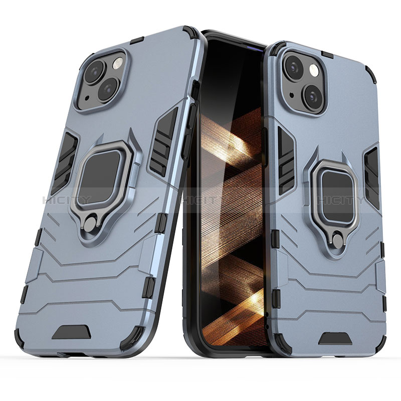 Coque Contour Silicone et Plastique Housse Etui Mat avec Magnetique Support Bague Anneau S01 pour Apple iPhone 15 Plus Plus