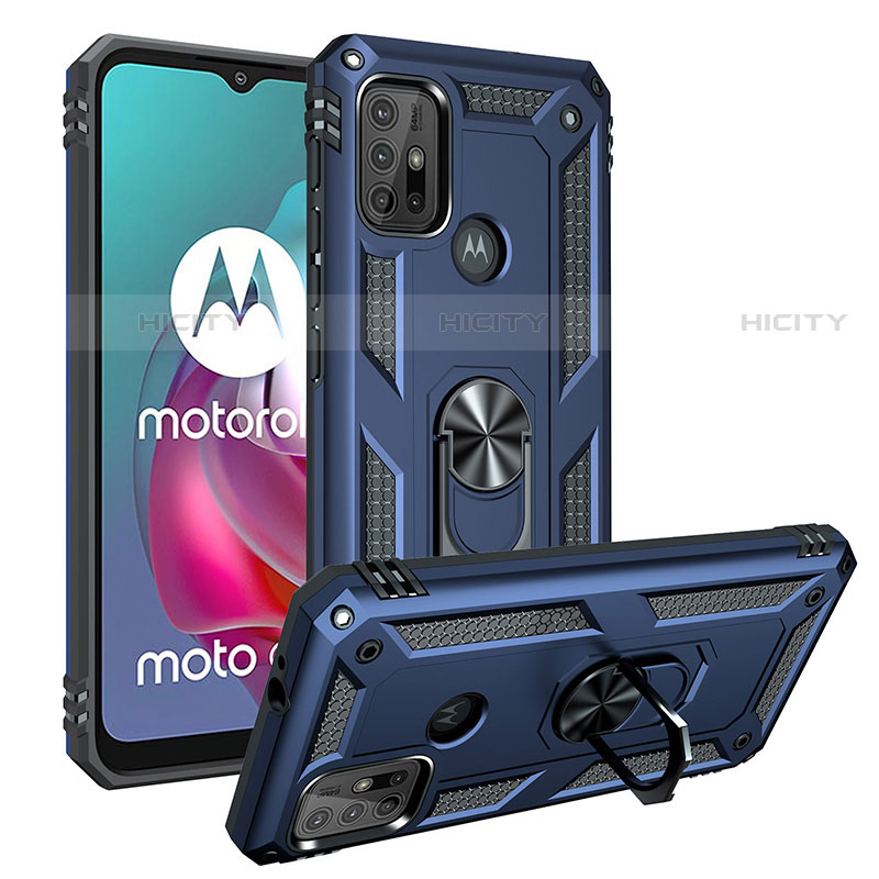 Coque Contour Silicone et Plastique Housse Etui Mat avec Magnetique Support Bague Anneau S01 pour Motorola Moto G20 Plus