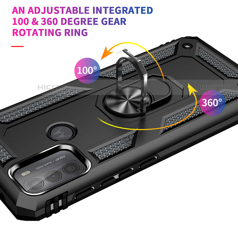Coque Contour Silicone et Plastique Housse Etui Mat avec Magnetique Support Bague Anneau S01 pour Motorola Moto G50 Plus