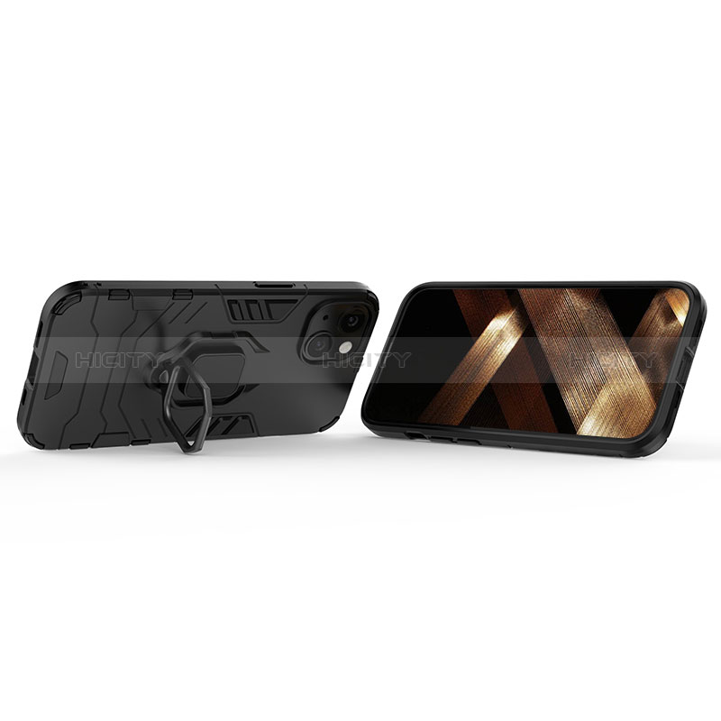 Coque Contour Silicone et Plastique Housse Etui Mat avec Magnetique Support Bague Anneau S02 pour Apple iPhone 15 Plus Plus