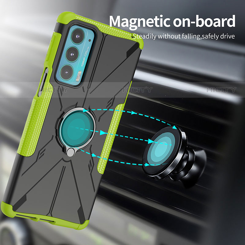 Coque Contour Silicone et Plastique Housse Etui Mat avec Magnetique Support Bague Anneau S02 pour Motorola Moto Edge Lite 5G Plus