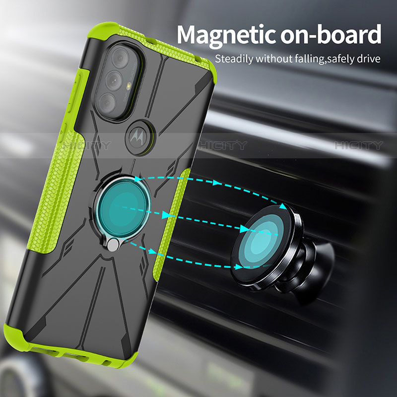 Coque Contour Silicone et Plastique Housse Etui Mat avec Magnetique Support Bague Anneau S02 pour Motorola Moto G Power (2022) Plus