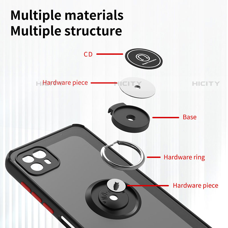 Coque Contour Silicone et Plastique Housse Etui Mat avec Magnetique Support Bague Anneau S02 pour Motorola Moto G50 5G Plus