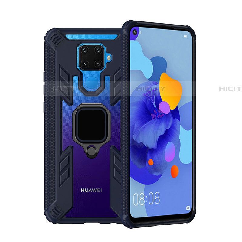 Coque Contour Silicone et Plastique Housse Etui Mat avec Magnetique Support Bague Anneau S03 pour Huawei Nova 5z Plus